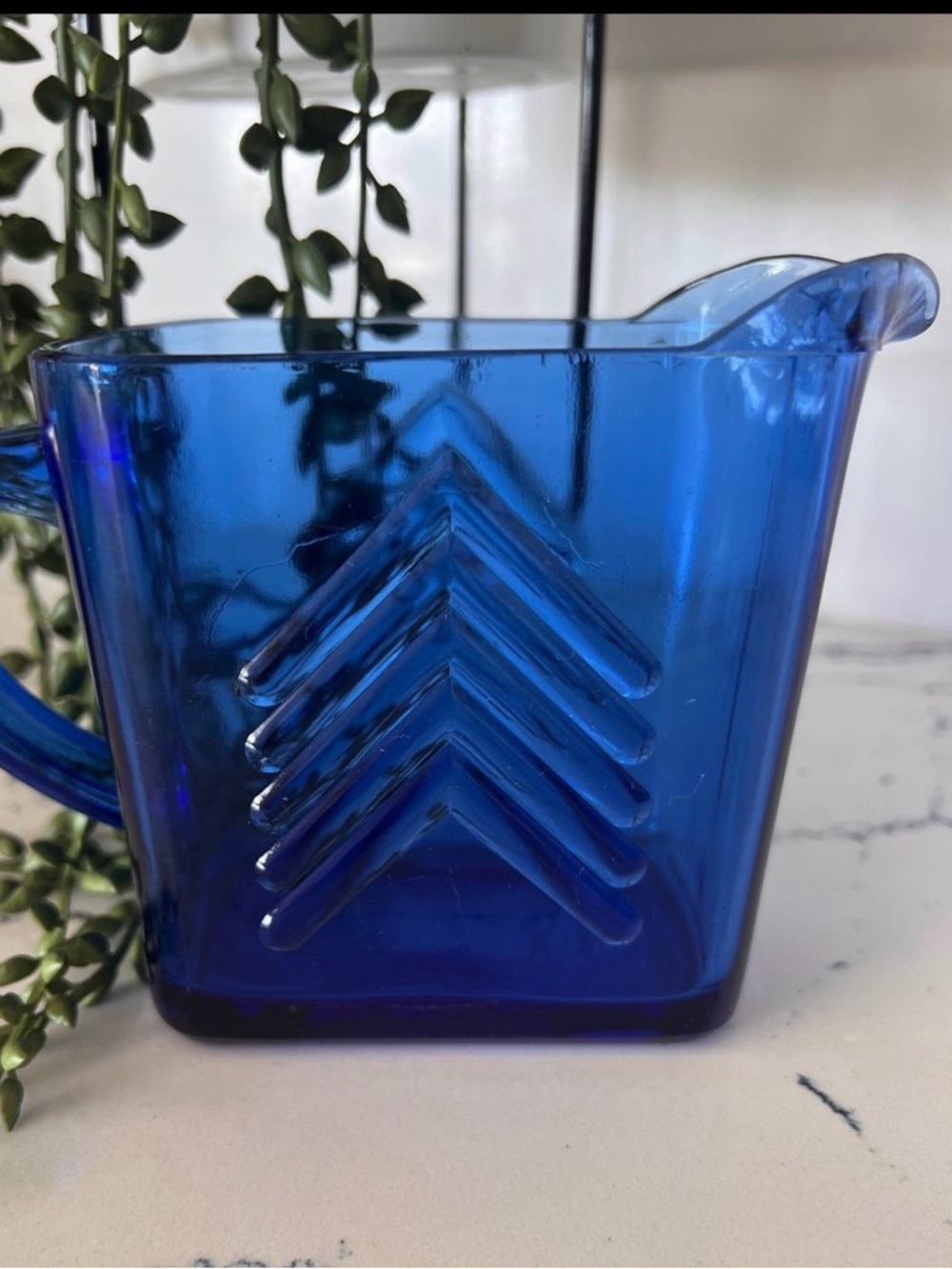Vintage Hazel Atlas blue mini pitcher great for cream, syrup etc